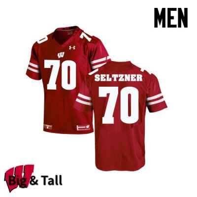 Men's Wisconsin Badgers NCAA #70 Josh Seltzner Red Authentic Under Armour Big & Tall Stitched College Football Jersey WN31H14SQ